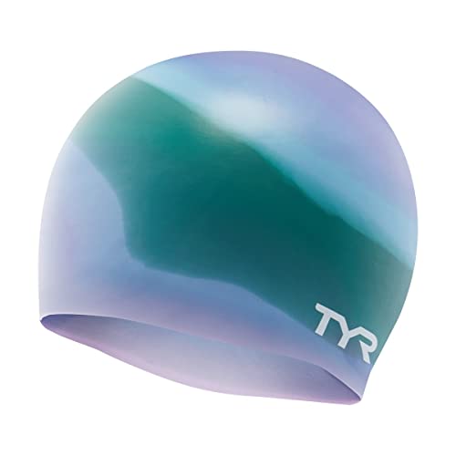 Mehrfarbige Silikon-Badekappe für Erwachsene, Violett/Grün, Einheitsgröße