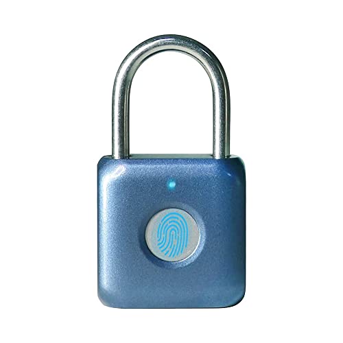 Fingerabdruck-Vorhängeschloss Mini Smart Vorhängeschloss Keyless USB-Aufladung Biometrisch Hohe Sicherheitsverriegelung für Gym Locker, Shed Locker, Lagereinheiten, Gepäck, Koffer (blau)