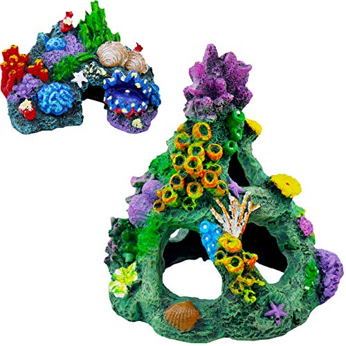 NONE/BRAND Aquarium-Dekoration aus Kunstharz, umweltfreundlich, ungiftig, schöne bunte Korallen-Designs, ideal für Aquarien, Terrarien, Mini-Garten, 2 Stück