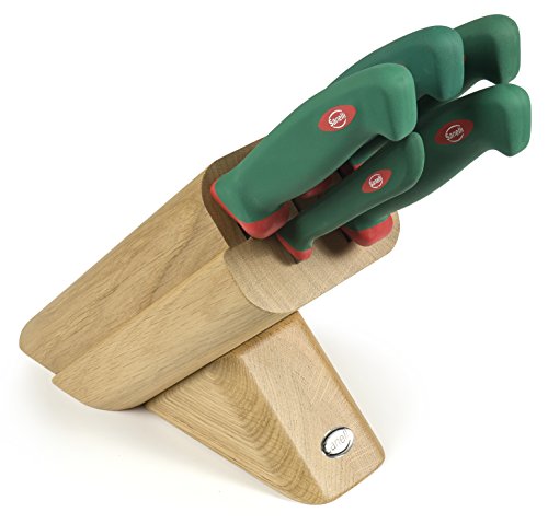 Sanelli 931605 Messerblock Leck, Holz, grün/rot, 5 Stück