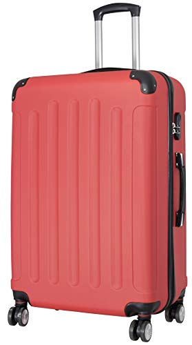 Trendyshop365 Reise-Koffer groß Hartschale Avalon 77 cm 87 Liter 4 Räder Zahlenschloss Rot