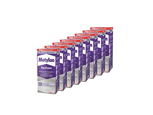 Metylan Raufaser, starker Tapetenkleister für Raufasertapete mit hoher Anfangsklebkraft, langlebiger & korrigierbarer Kleister mit Methylcellulose, 8x720g