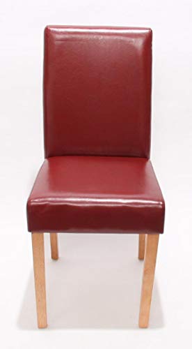 Mendler 4X Esszimmerstuhl Stuhl Küchenstuhl Littau ~ Leder, rot helle Beine