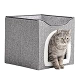QUR Haustierbett für den Innenbereich für Haustiere, Betten und Möbel für Höhlen für Haustiere, mit Notizblock und verstecktem Hütte