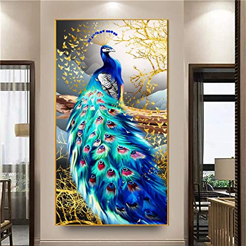 Trayosin Diamond Painting Erwachsene 5D Diamant Painting Bilder Erwachsene Pfau Groß xxl Set Full Drill mit Diamond Painting Zubehör DIY Diamant Malen nach Zahlen für Wand Décor Geschsenk (160x80cm)