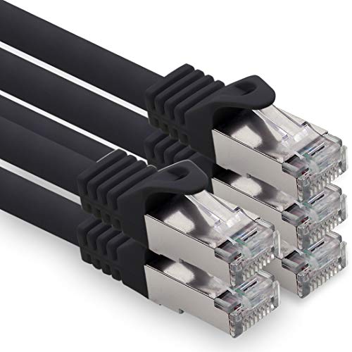 7,5m - schwarz - 5 Stück CAT.7 Computer Ethernet Kabel Netzwerkkabel (Rohkabel) Patchkabel S-FTP LSZH PIMF 10GB s RJ45 Stecker Cat6a