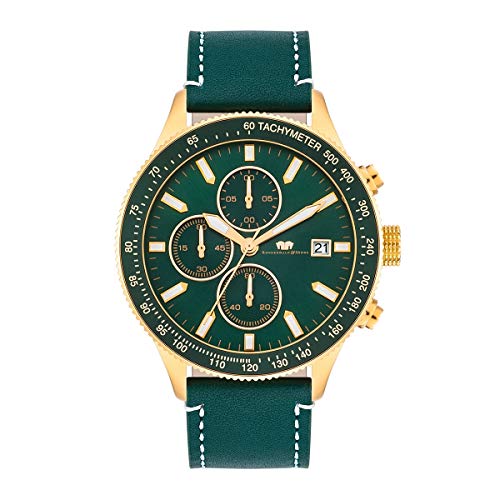 Rhodenwald & Söhne Herren Uhr analog Japan Quarzwerk mit Echtleder grün Armband 10010324