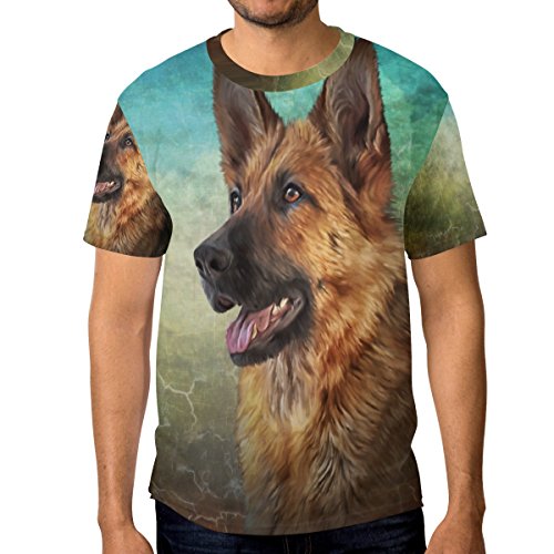 alaza Herren Ger Schäferhund Vintage-Kurzarm T-Shirt beiläufige X-Groß Multi