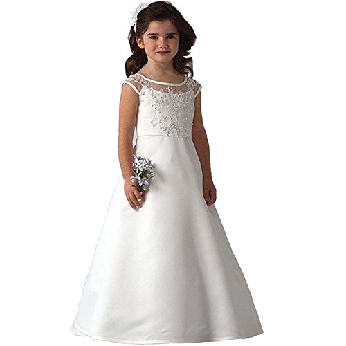 Beyonddress Mädchen Prinzessin Blumenmaedchen Kleid Maedchen Hochzeit Erste Kommunikation Kleid Ballkleid Maedchenkleid(Weiß,11-12 Jahre)