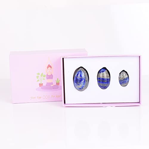 Kegel-Übungsgeräte, natürlicher Lapislazuli, Yoni-Ei, Kristallquarz-Massageball, 45 x 30 mm, Geschenk (Color : 3 Pcs Gift Box)