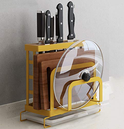 Edelstahl-Messerhalter Küchenzubehör Messerhalter-Rack Mehrzweck-Schneidebrett-Rack,Gelb,1 CLWQR (Color : Yellow, Size : 1)