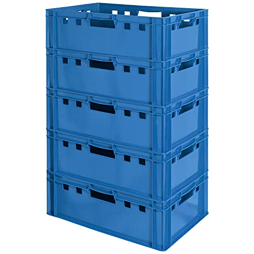 Kingpower Fleischkiste E2 Fleischkiste Blau Fleischerkiste Fleischkisten Kiste Fleischkiste Eurobox Lebensmittelecht 60 x 40 Metzgerkiste Auswahl, Anzahl:5