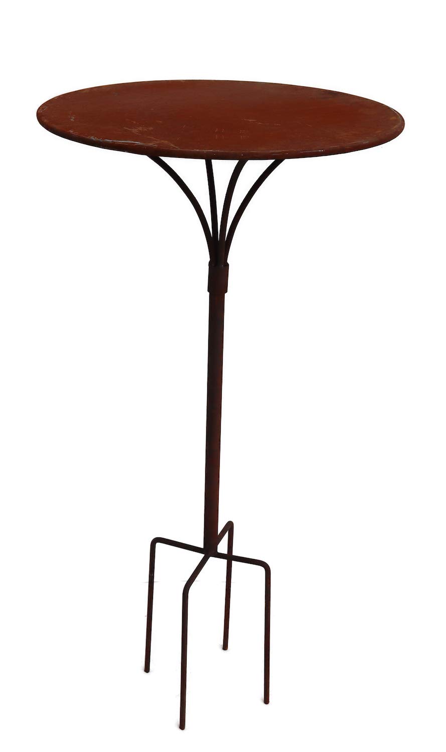 Hirsch Terracotta Gartenstecktisch stabil und massiv Deko Tisch aus Metall in Naturrost, Tisch Blumenhocker Beistelltisch (Ø:55cm Höhe:80cm)