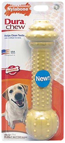 Nylabone (3 Pack) DuraChew Barbell Peanut Butter Large Dental Toy for Dogs
