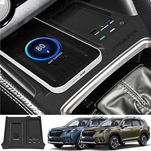 Kabelloses Ladegerät Auto für Subaru Forester 2019–2023, 15W Schnellladendes Handy-Ladegerät für Subaru Forester Base Premium Sport Limited Touring Zubehör mit QC 3.0-USB für iPhone Samsung