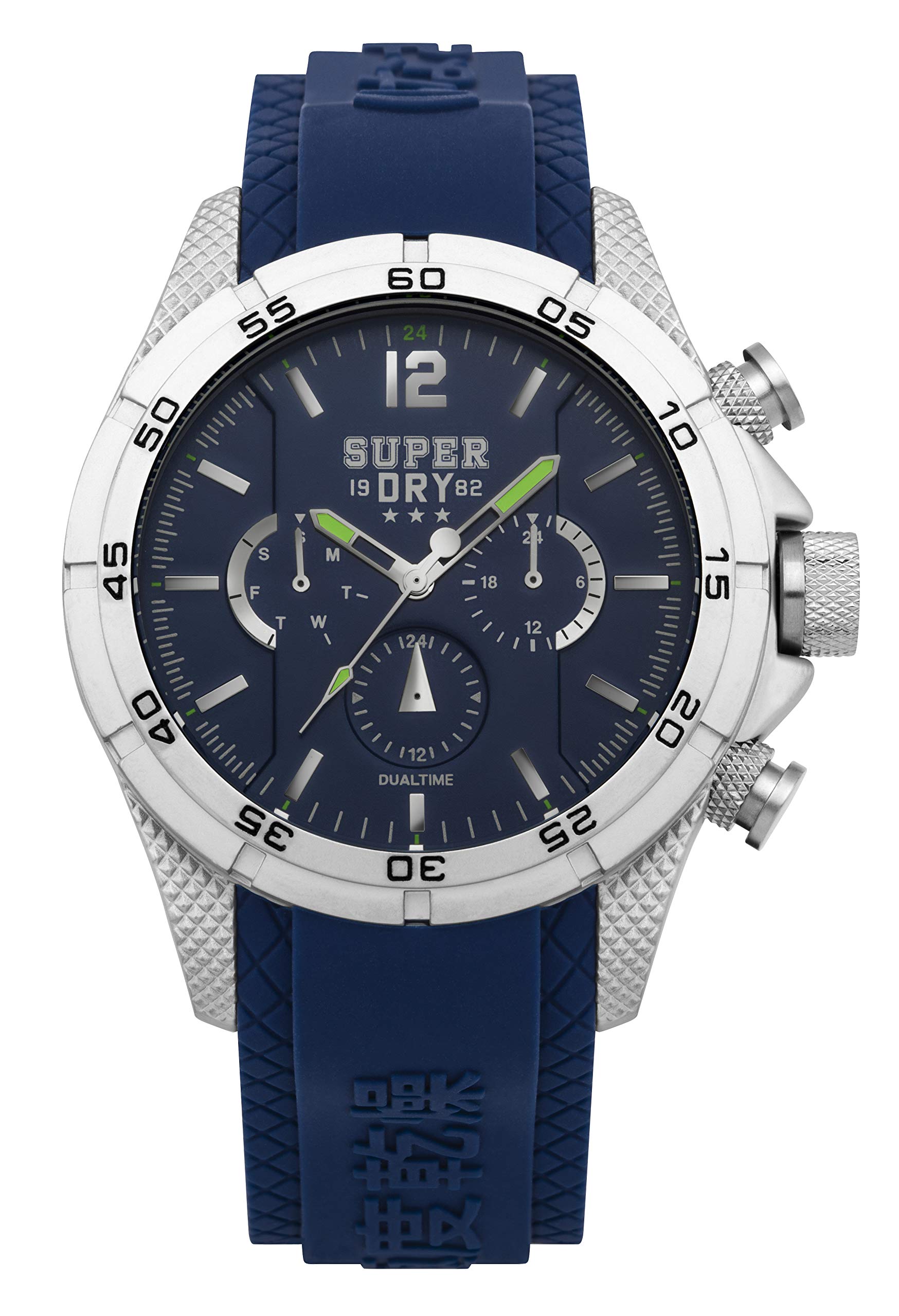 Superdry Herren Multi Zifferblatt Quarz Uhr mit Silikon Armband SYG257U
