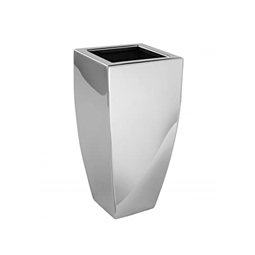 Fink - Vase, Blumenvase, Übertopf - Cube - Edelstahl - Farbe: Silber - (LxBxH) 17 x 17 x 35 cm
