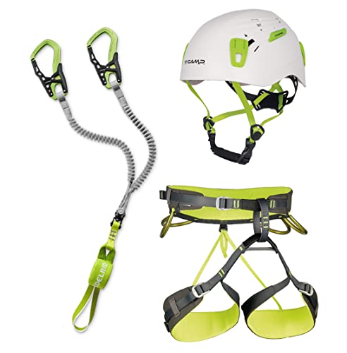 EDELRID Klettersteigset Cable Comfort 5.0 + Klettergurt Camp Größe XL + Helm Camp Titan White 54-62cm