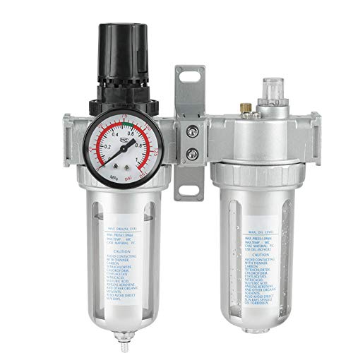 SANON Druckminderer Druckluft 1/2 zoll, 1Mpa G1/2 Wasserabscheider Ölabscheider Luftdruckkompressor Filterlehre Öl Wasserregler Werkzeugsatz