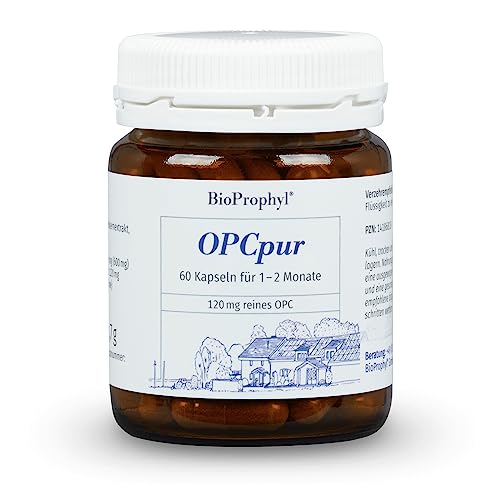 BioProphyl® OPCpur mit 120 mg reinem OPC ohne Vitamin C aus der Acerolakirsche - 300 mg Traubenkernextrakt aus französischen Trauben - 60 pflanzliche Kapseln für 1-2 Monate