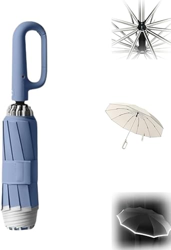 Ring Buckle Umbrella, Reflective Safety Strip, Sturdy Windproof, Travel Portable, Reverse Automatic Umbrella, Compact Folding Travel Umbrella, Ring Buckle Fully Automatic Umbrella (02)