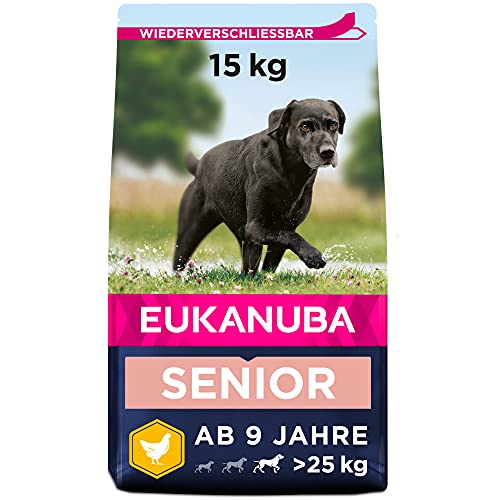 Eukanuba Senior Trockenfutter für ältere große Hunde mit frischem Huhn, 15kg