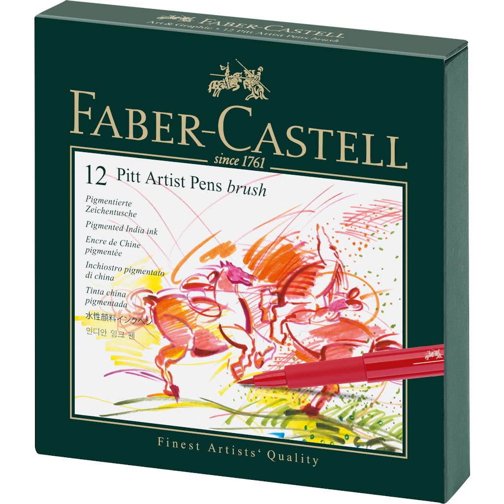 Faber-Castell 167146 - Tuschestift Pitt Artist Pen B, Atelierbox 12er