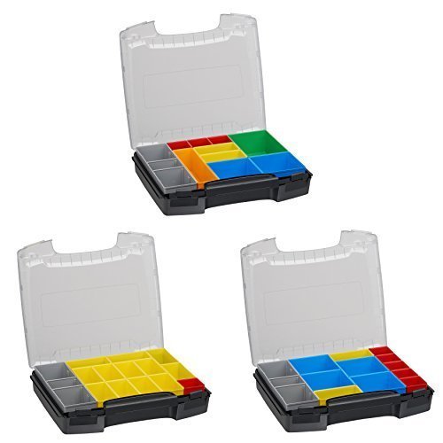 Bosch Sortimentskoffer Kunststoff | i-BOXX 72 3er Set (schwarz) mit Insetboxen H3, B3 & C3 | Für i-BOXX RACK & LS-BOXX | Idealer Sortimentskasten