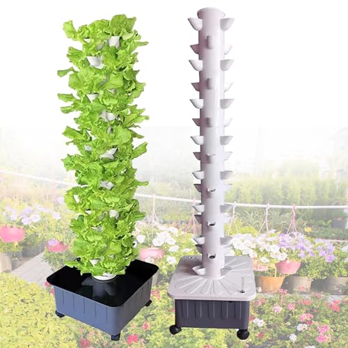 GEHPYYDS Intelligentes Hydroponik-Anbausystem, 45 Pflanzenstandorte, vertikaler Gartenturm, Aeroponik-Anbauset mit Pumpe, Gewächshaus-Gemüsepflanzenturm, erdloser Anbau-Wachstumsturm