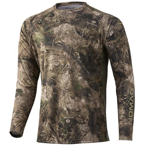 Nomad Herren Pursuit Langarmshirt | Jagdhemd mit Sonnenschutz Hemd, Mossy Oak Migrate Camo, Large