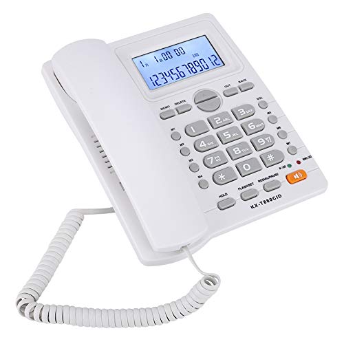 Heayzoki Kabelgebundenes Festnetztelefon, Dual-Port-Nebenstellenset Kabelgebundenes Telefon mit Anrufer-ID-Anzeige mit Freisprecheinrichtung, Home-Office-Telefon unterstützt Rufnummer Digital(Weiß)