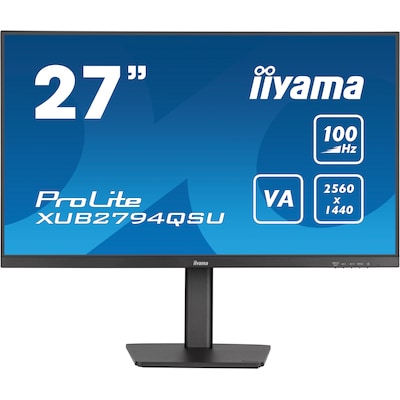 iiyama Prolite XUB2794QSU-B6 68,5cm 27" VA LED-Monitor WQHD 100Hz HDMI DP USB3.2 Slim-Line FreeSync Höhenverstellung Pivot schwarz