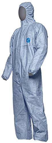 100 Stk. DuPont Tyvek 500 Xpert Chemikalienschutzkleidung mit Kapuze, KategorieII, Typ 5-B und 6-B Robust und Leicht Blau Größe XL