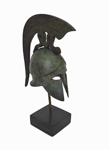 Helm Bronze Marmor basierend Antike Griechische Reproduktion Miniatur Artefakt mit Schlange