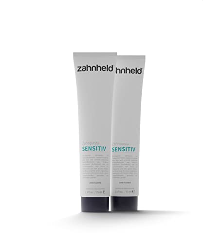 Zahnheld® Zahnpasta SENSITIV (2x 75ml Tube), Zahncreme mit Kurkuma, Aloe Vera und Schwarzkümmelöl, Vegan, Fluoridfrei, Naturkosmetik