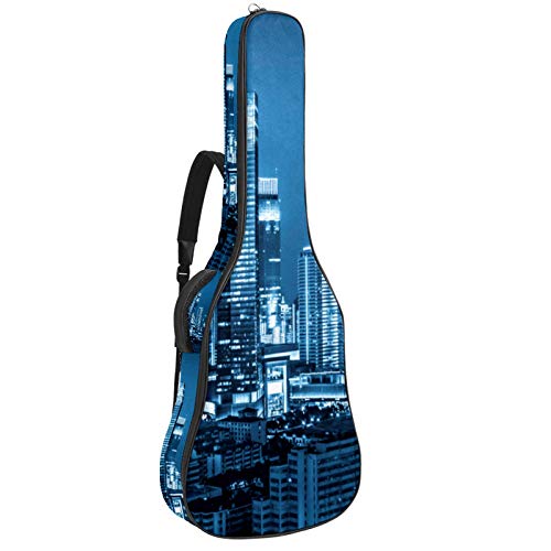 Gitarren-Gigbag, wasserdicht, Reißverschluss, weich, für Bassgitarre, Akustik- und klassische Folk-Gitarre, Shiny Night City