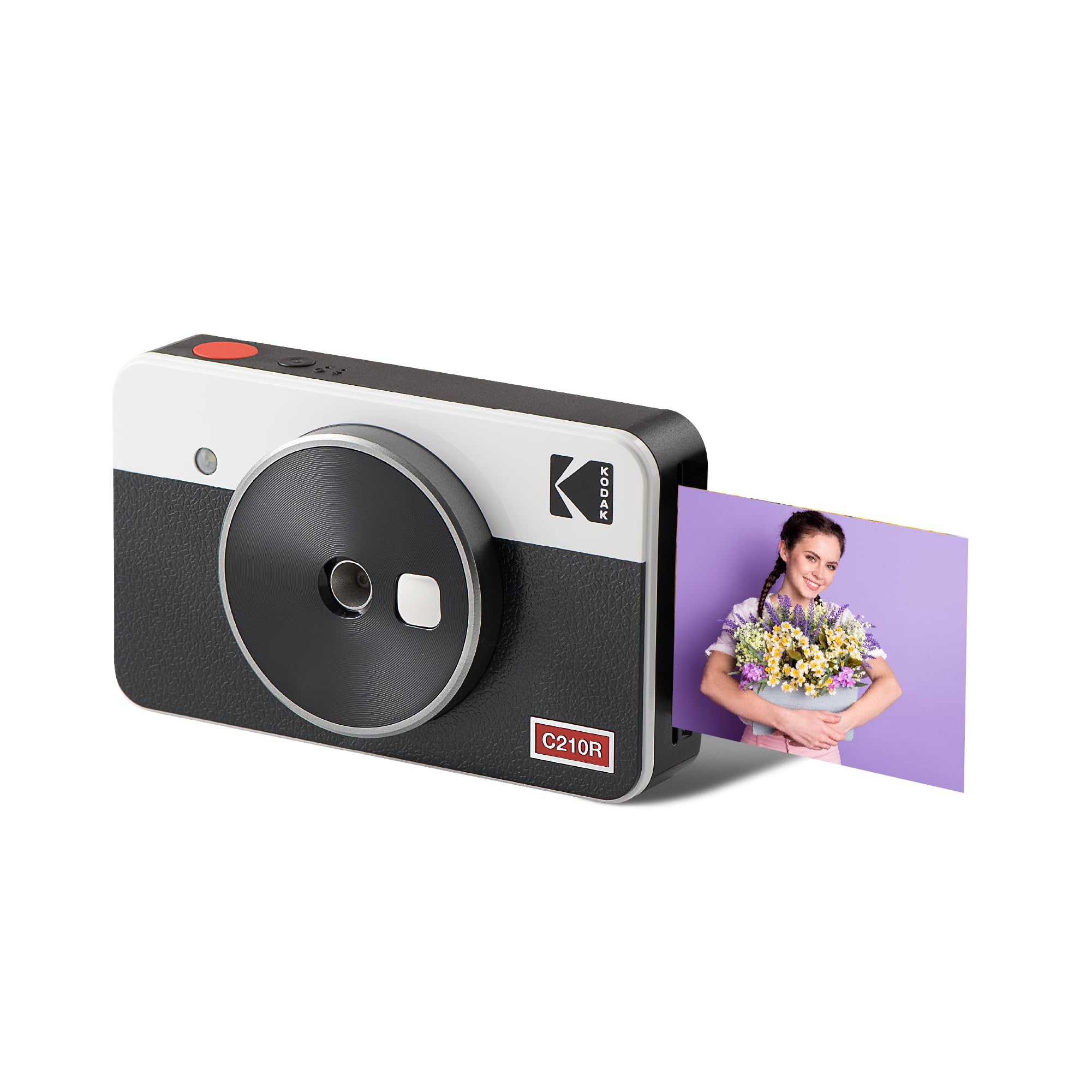 KODAK Mini Shot 2 Retro 4PASS 2-in-1 Sofortbildkamera und Fotodrucker (5,3x8,6cm) + 8 Blatts, Weiß
