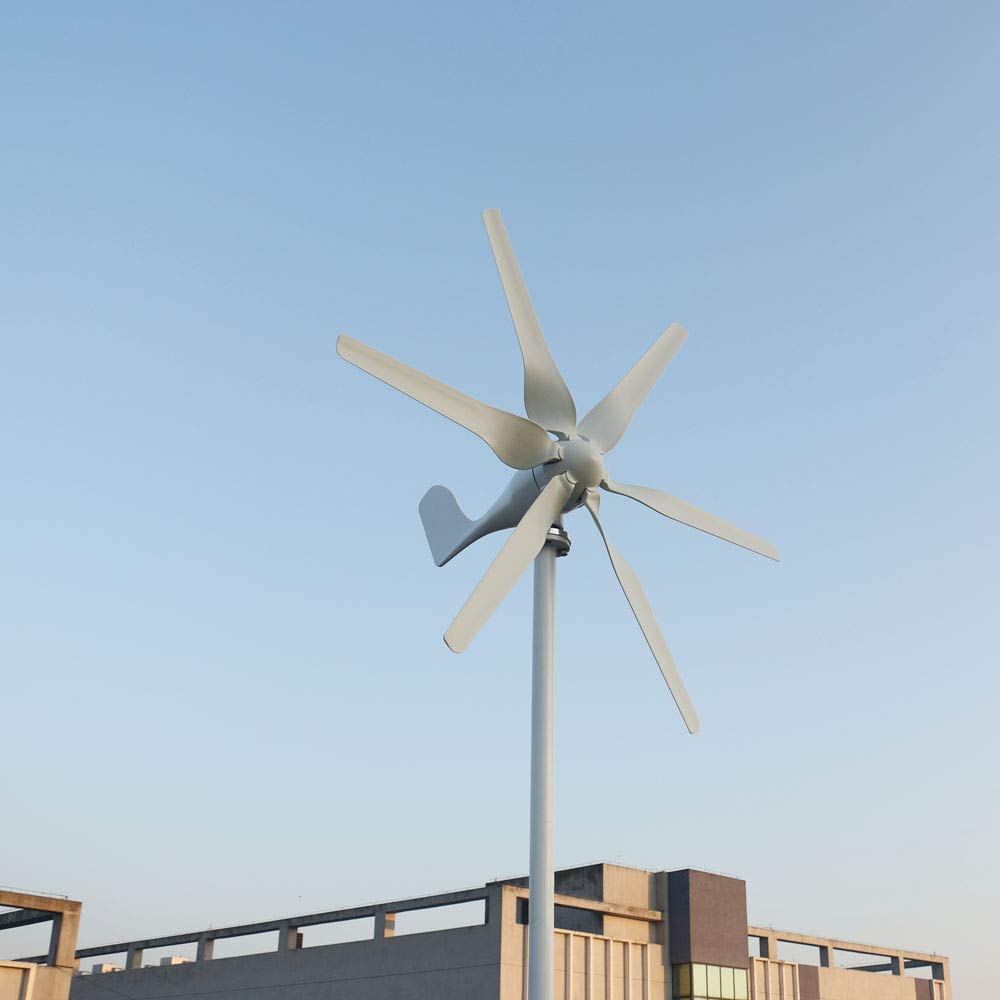 800W 12V 24V 48V Windgenerator 3 Phase AC Windturbine mit 6 Flügeln horizontaler Windkraftanlage mit MPPT Laderegler für Zuhause (12V)