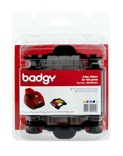 Evolis Ribbon & Cleaning Kit BADGY 100P - Printer Ribbons (Black, Blue, Pink, White, Yellow, BADGY BADGY, Blister)