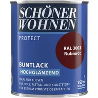 SCHÖNER WOHNEN-Kollektion Lack "Protect Buntlack", (1), 750 ml, rubinrot RAL 3003, hochglänzend, ideal für außen
