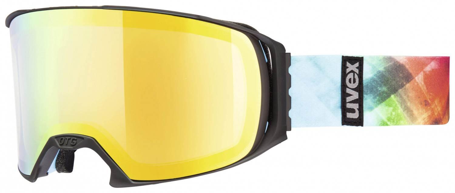 Uvex craxx brillenträgerskibrille litemirror (farbe: 2226 black mat, litemirror orange/lasergold lite (s3))