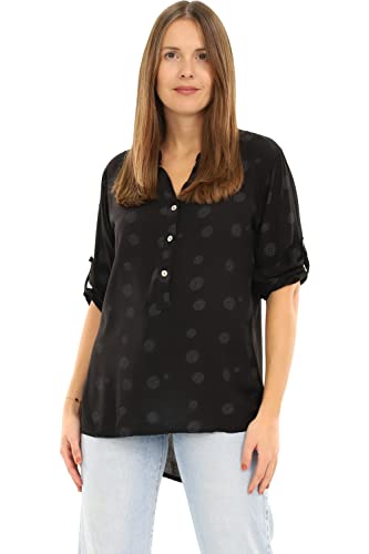 Malito Damen Bluse mit Print | Tunika mit ¾ Armen | Blusenshirt auch Langarm tragbar | Elegant - Shirt 6703 (schwarz)