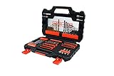 Black+Decker Bohrer- und Schrauberbit-Set (104-teiliges, Metall-, Holz- und Steinbohrer, Stecknüsse, Bits, Magnethalter, Senker) A7230, 31.3 x 23