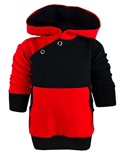 Langarm Kapuzen Hoodie Multicolor Shirt (Farbe rot-schwarz (Gr. 76-86)