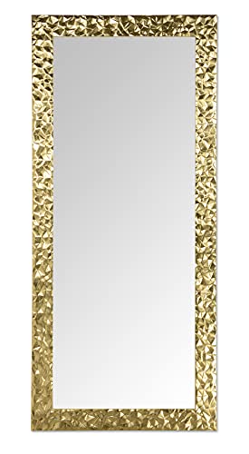 MO.WA Großer Spiegel 80 x 180 Wandspiegel Modern Rahmen Tannenholz Blattgold Vertikal- und Quer Gold. Hergestellt in der EU