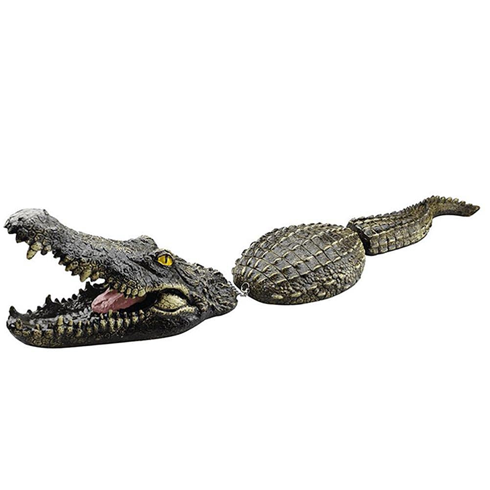 Schwimmender detaillierter Krokodilkopf für einen Teich oder ein Wasserspiel im Garten Schwimmendes Krokodil / Alligator-Gartenteich Wasserspiel Ornament Heron Scarer für Teiche - 80 * 12,5 * 12CM
