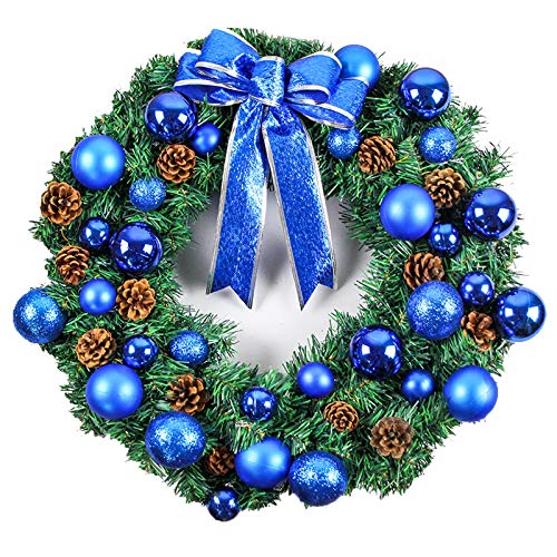 MSHK Weihnachten Dekoration Kreativ Weihnachten Türkranz Weihnachten Dekoration Weihnachtsgirlande Kränze 40CM,Blau