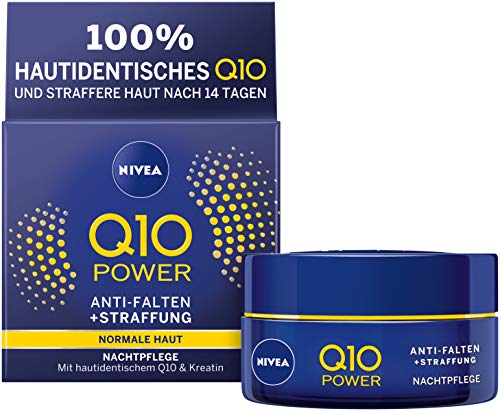 NIVEA Q10 Power Anti-Falten + Straffung Nachtpflege für jünger aussehende Haut im 2er Pack (2x 50 ml), regenerierende Nachtcreme, Gesichtscreme für intensive Feuchtigkeit