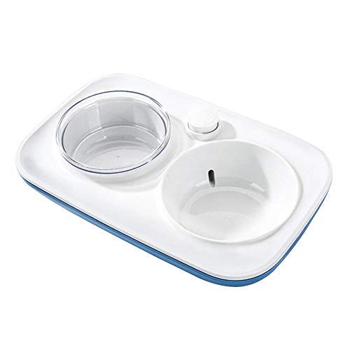 AZXAZ Hund Double Bowl Automatische Wasserspender Fütterungsstation rutschfest Nicht verschüttet Food Dish Mat Abnehmbar und leicht zu reinigen (Blau)