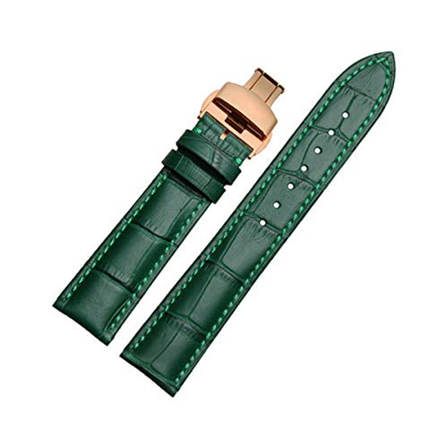 Kalbsleder-Uhrenarmband Grün Flexible haltbare Breath Strap18 / 20 / 22mm, Rose Gold Schließe, 20mm